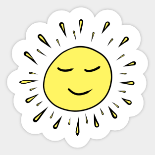 Smilling Sun Yellow Hand Drawing Sticker